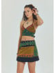 Snap Front Pocket Patchwork Wrap Green Floral Skirt 4685